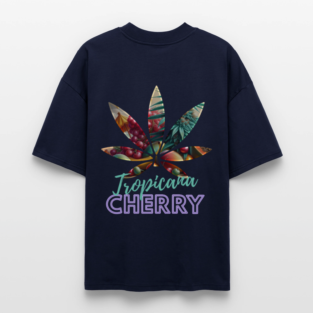 TROPICANA CHERRY Oversized Unisex Bio T-Shirt - Navy