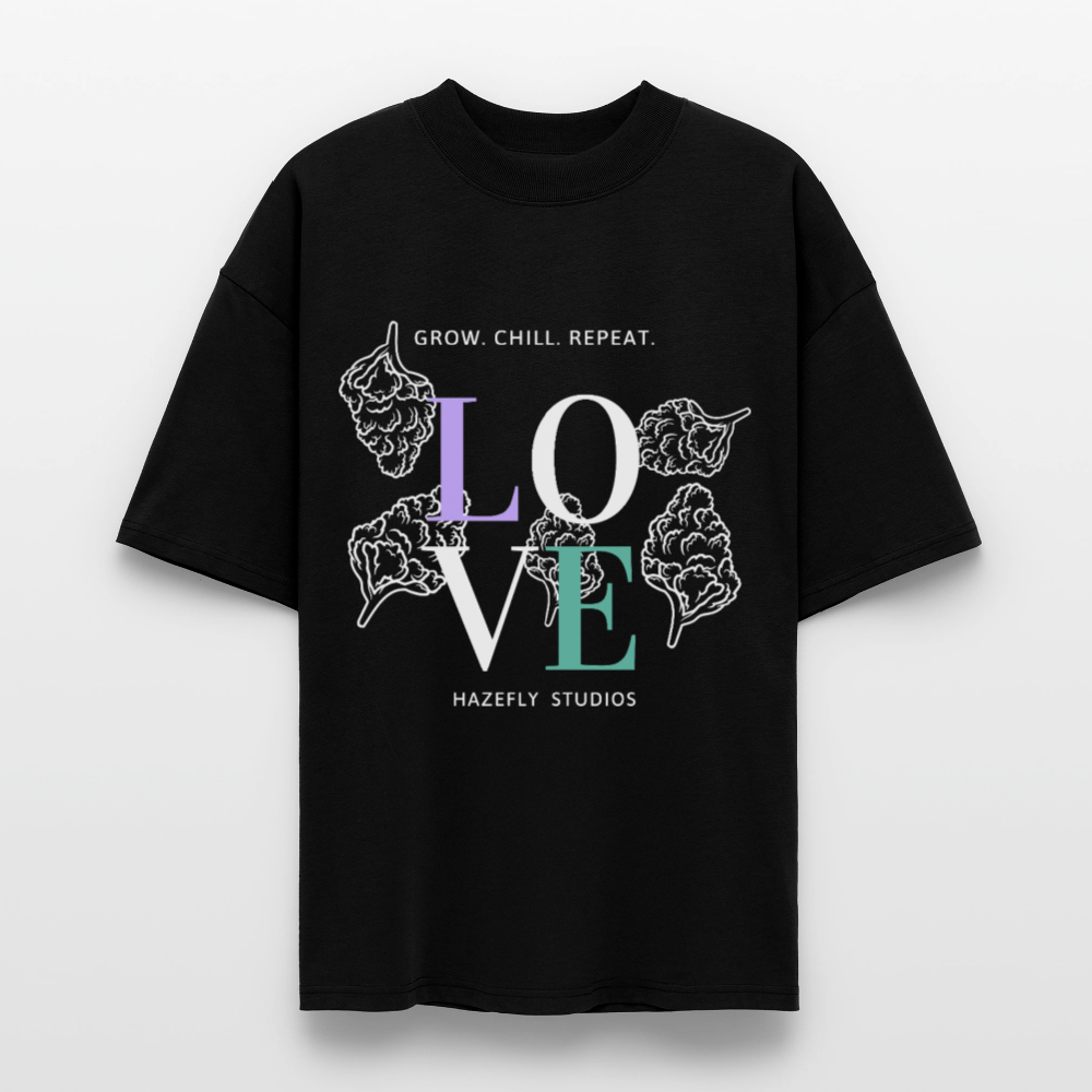 GROW. CHILL. REPEAT. Oversized Unisex Bio T-Shirt - Schwarz