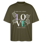 GROW. CHILL. REPEAT. Oversized Unisex Bio T-Shirt - Khaki