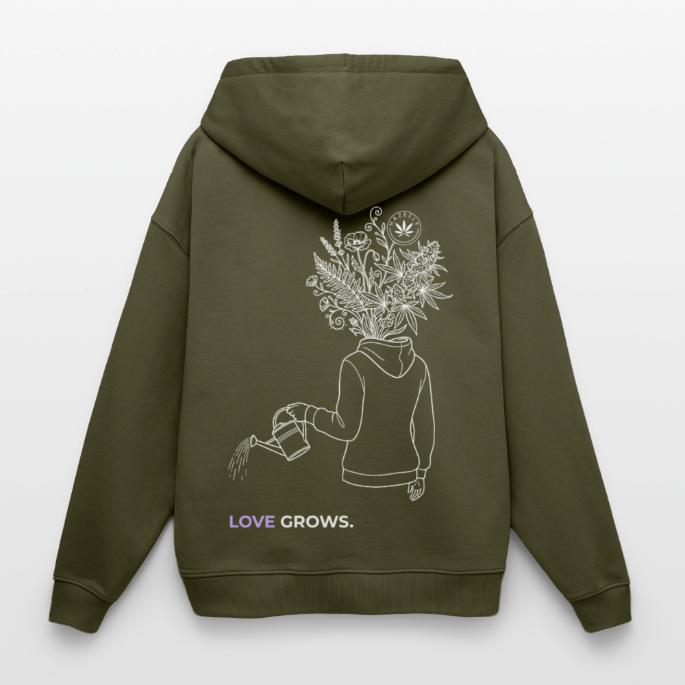 LOVE GROWS I Oversized Unisex Bio-Hoodie - Khaki