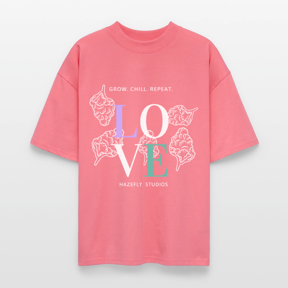 GROW. CHILL. REPEAT. Oversized Unisex Bio T-Shirt - Pink 