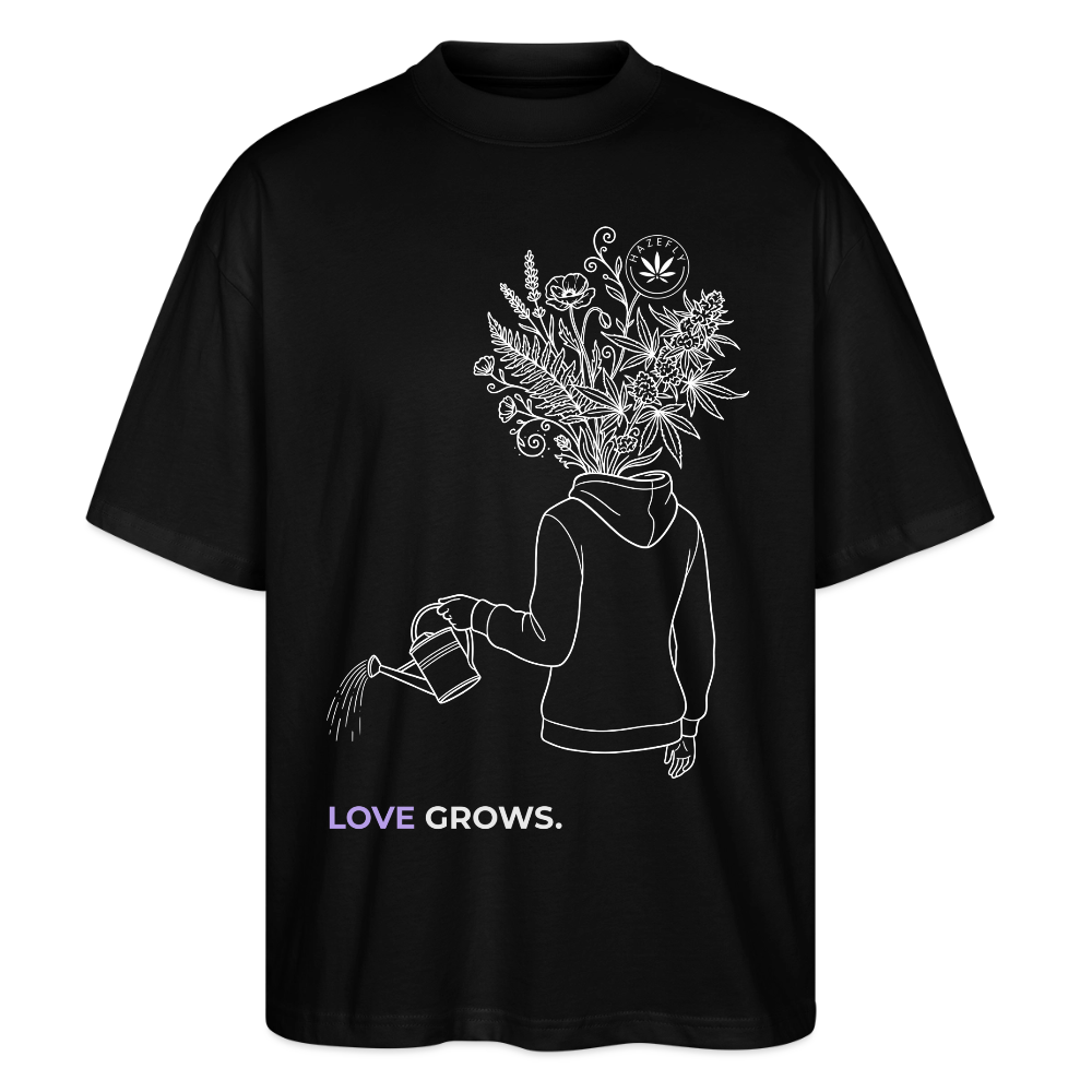LOVE GROWS I Oversized Unisex Bio T-Shirt - Schwarz