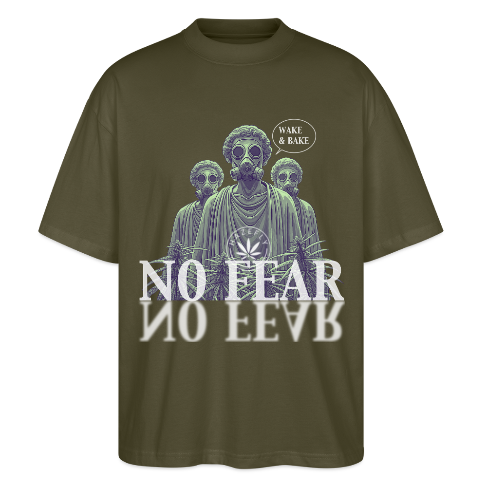 NO FEAR Oversized Unisex Bio T-Shirt - Khaki