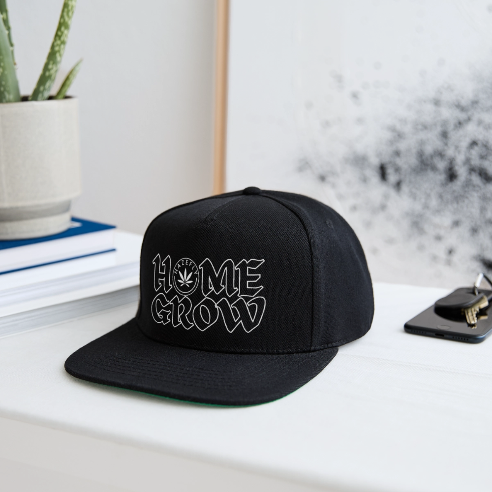 HOME GROW Snapback Cap - Schwarz/Schwarz