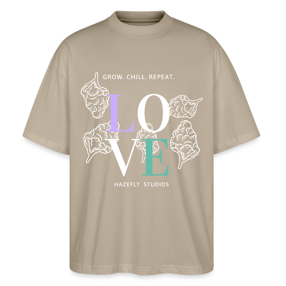 GROW. CHILL. REPEAT. Oversized Unisex Bio T-Shirt - Steingrau