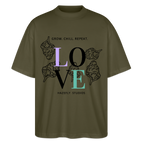 GROW. CHILL. REPEAT. Oversized Unisex Bio T-Shirt - Khaki
