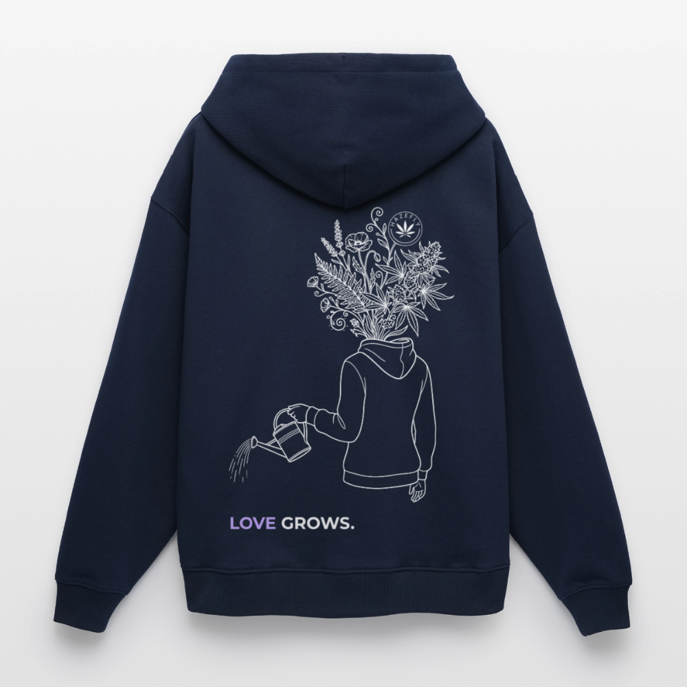 LOVE GROWS I Oversized Unisex Bio-Hoodie - Navy