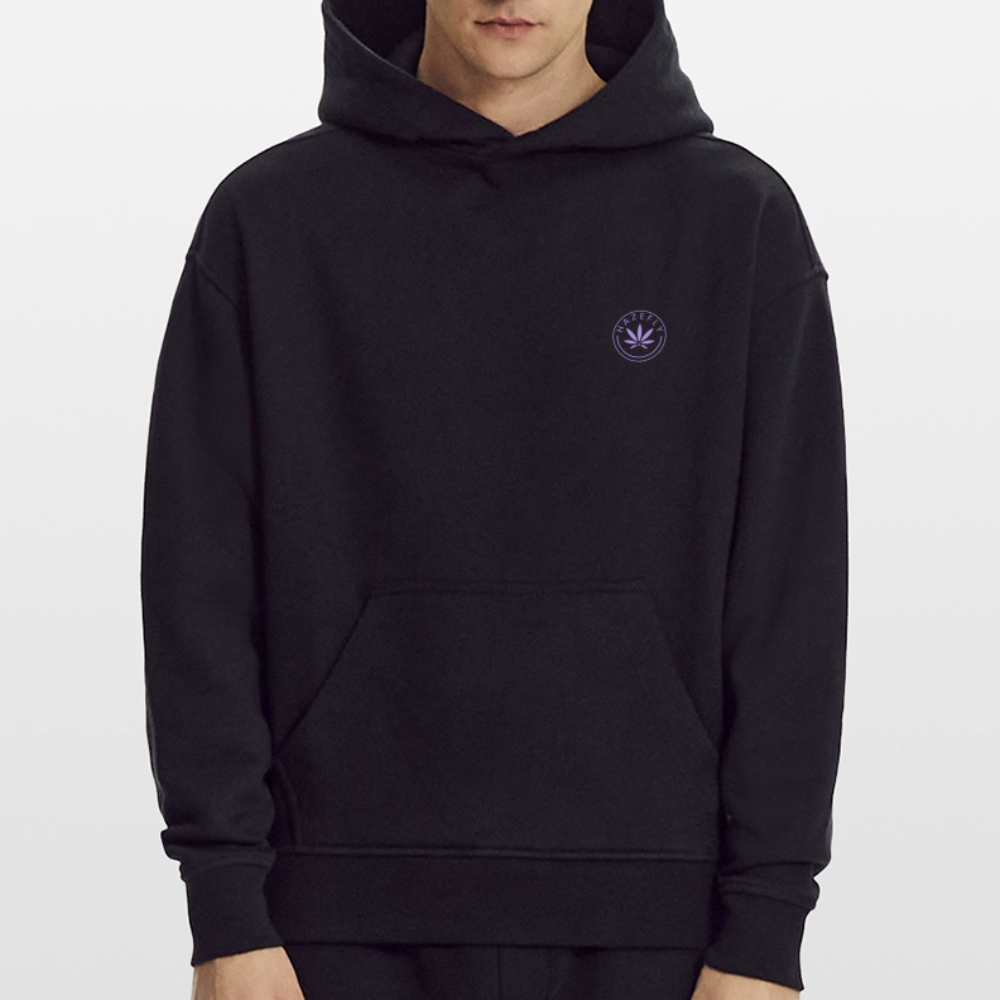 HAZEFLY LOGO MAUVE Heavyweight Oversized Organic Hoodie - SOLID BLACK