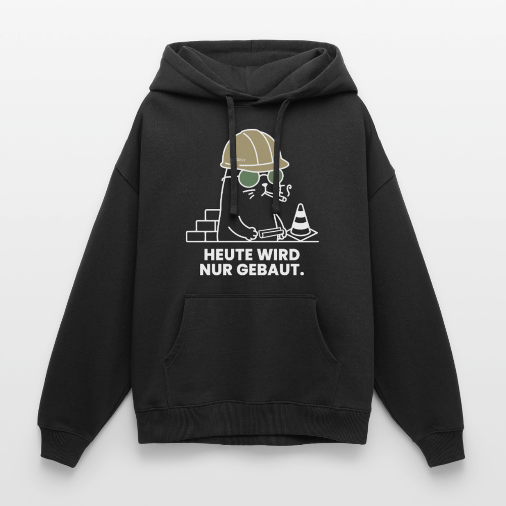 NUR GEBAUT Oversized Unisex Bio-Hoodie - Schwarz