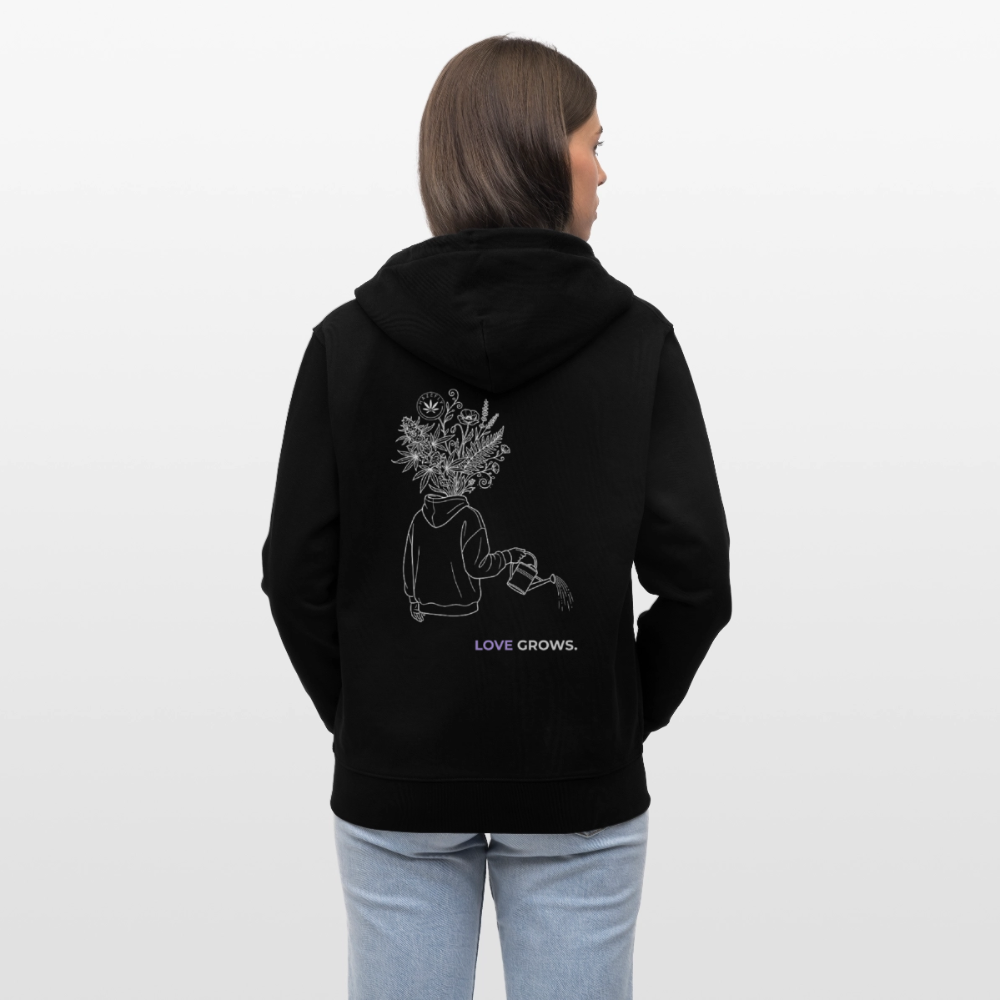 LOVE GROWS II Unisex Bio-Kapuzenjacke - Schwarz