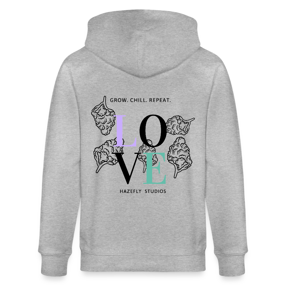 GROW. CHILL. REPEAT. Unisex Bio-Kapuzenjacke - Grau meliert