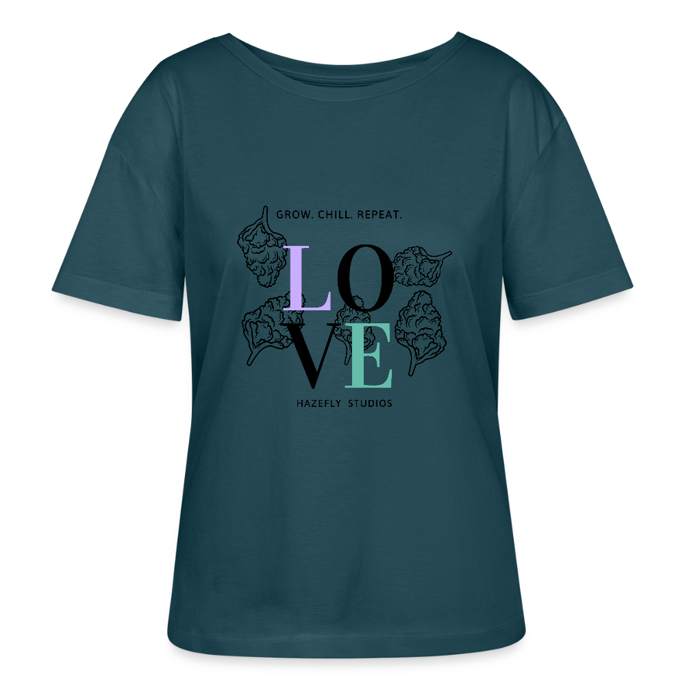 GROW. CHILL. REPEAT. Relaxed Frauen Bio-T-Shirt - Dunkles Petrol