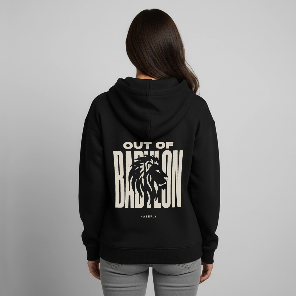 OUT OF BABYLON Oversized Unisex Bio-Hoodie - Schwarz