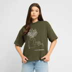 LOVE GROWS II Oversized Unisex Bio T-Shirt - Khaki