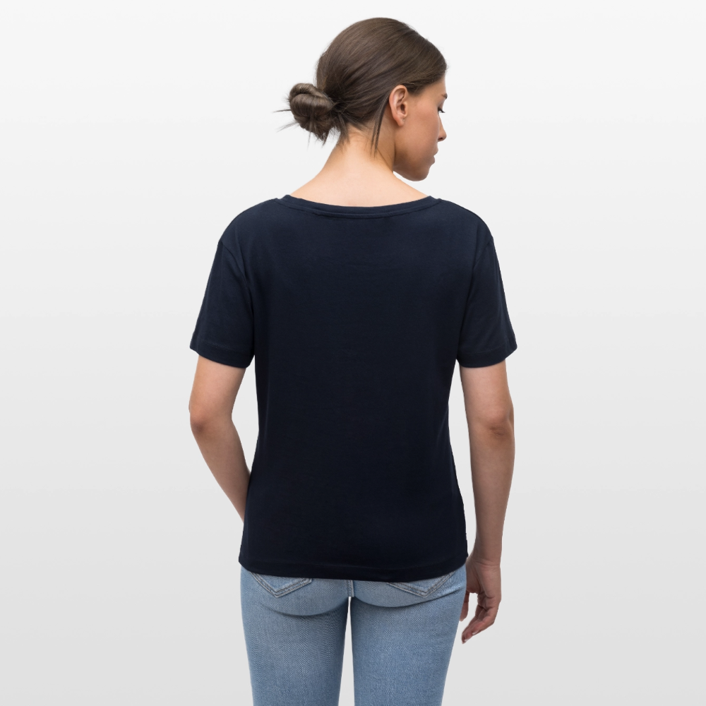 WER BAUT Relaxed Rundhals Frauen Bio-T-Shirt - Navy