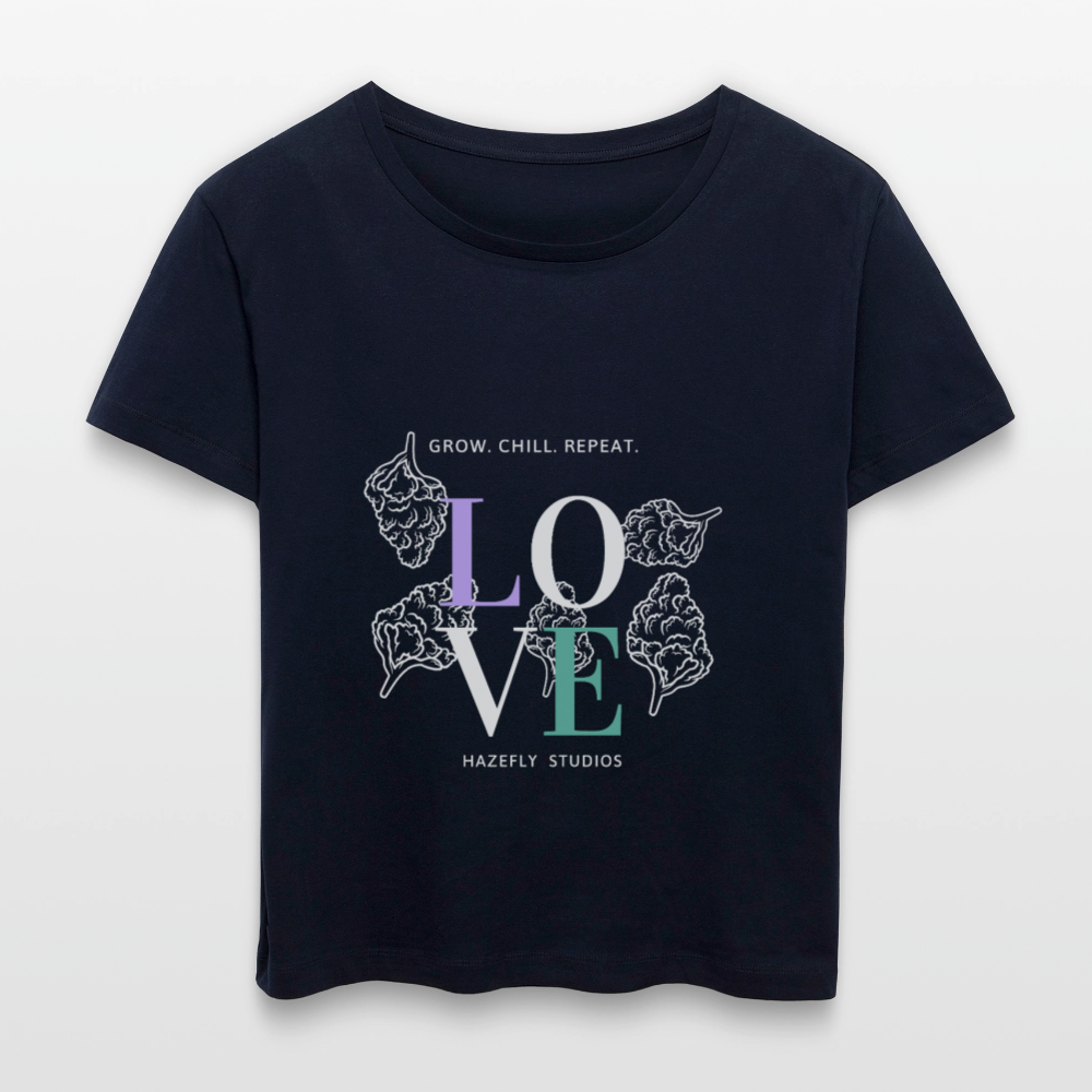 GROW. CHILL. REPEAT. Relaxed Frauen Bio-T-Shirt - Navy