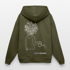LOVE GROWS II Unisex Bio-Hoodie - Khaki