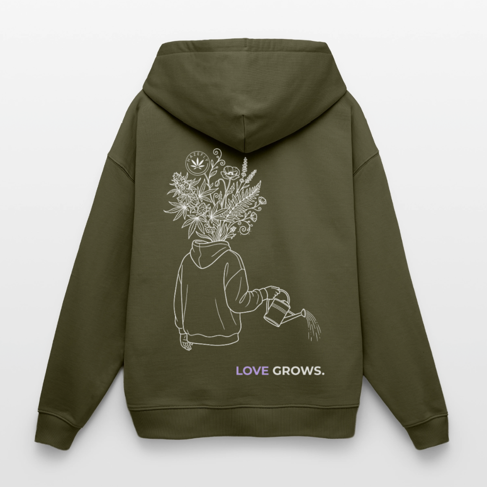 LOVE GROWS II Unisex Bio-Hoodie - Khaki