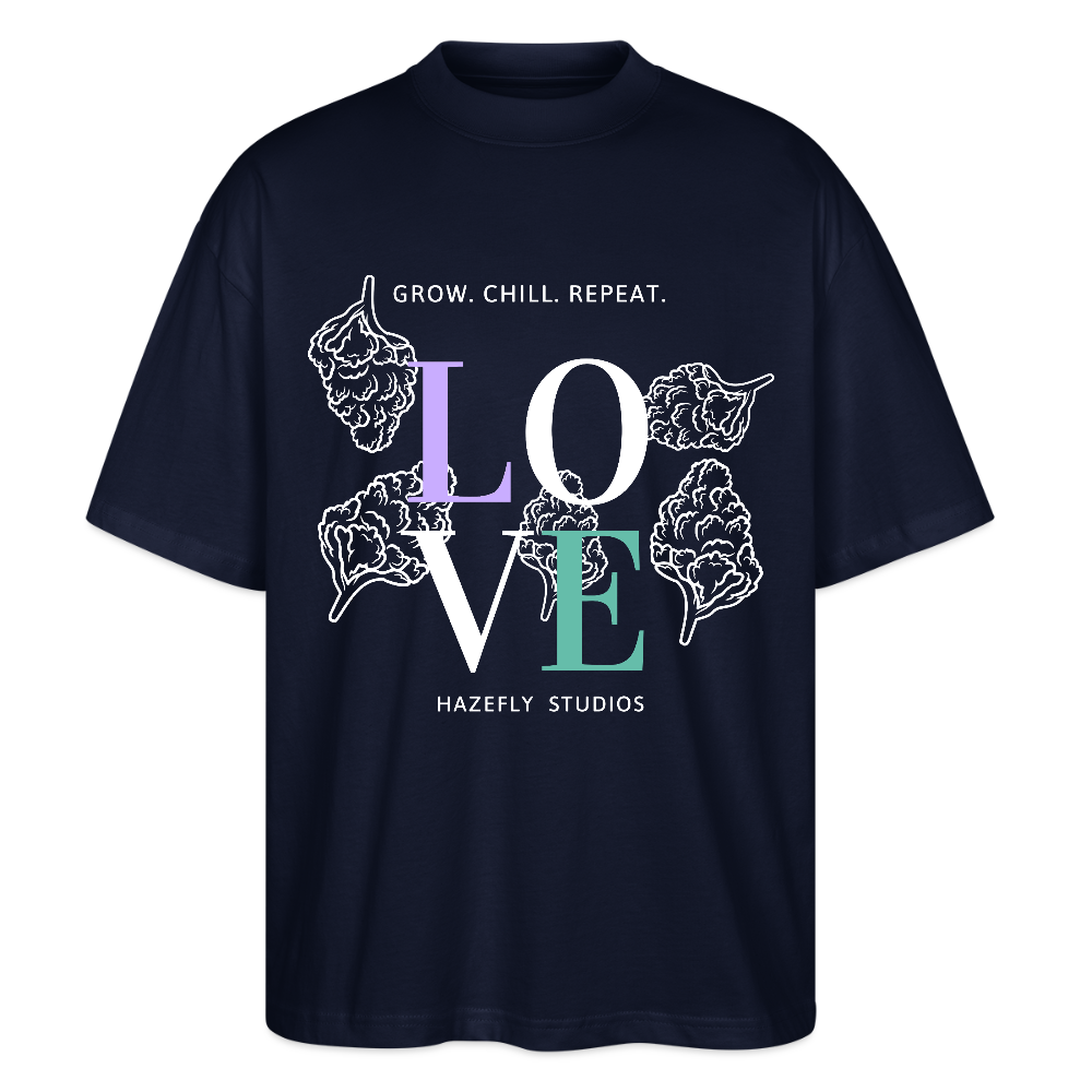 GROW. CHILL. REPEAT. Oversized Unisex Bio T-Shirt - Navy