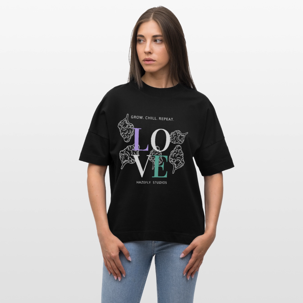 GROW. CHILL. REPEAT. Oversized Unisex Bio T-Shirt - Schwarz