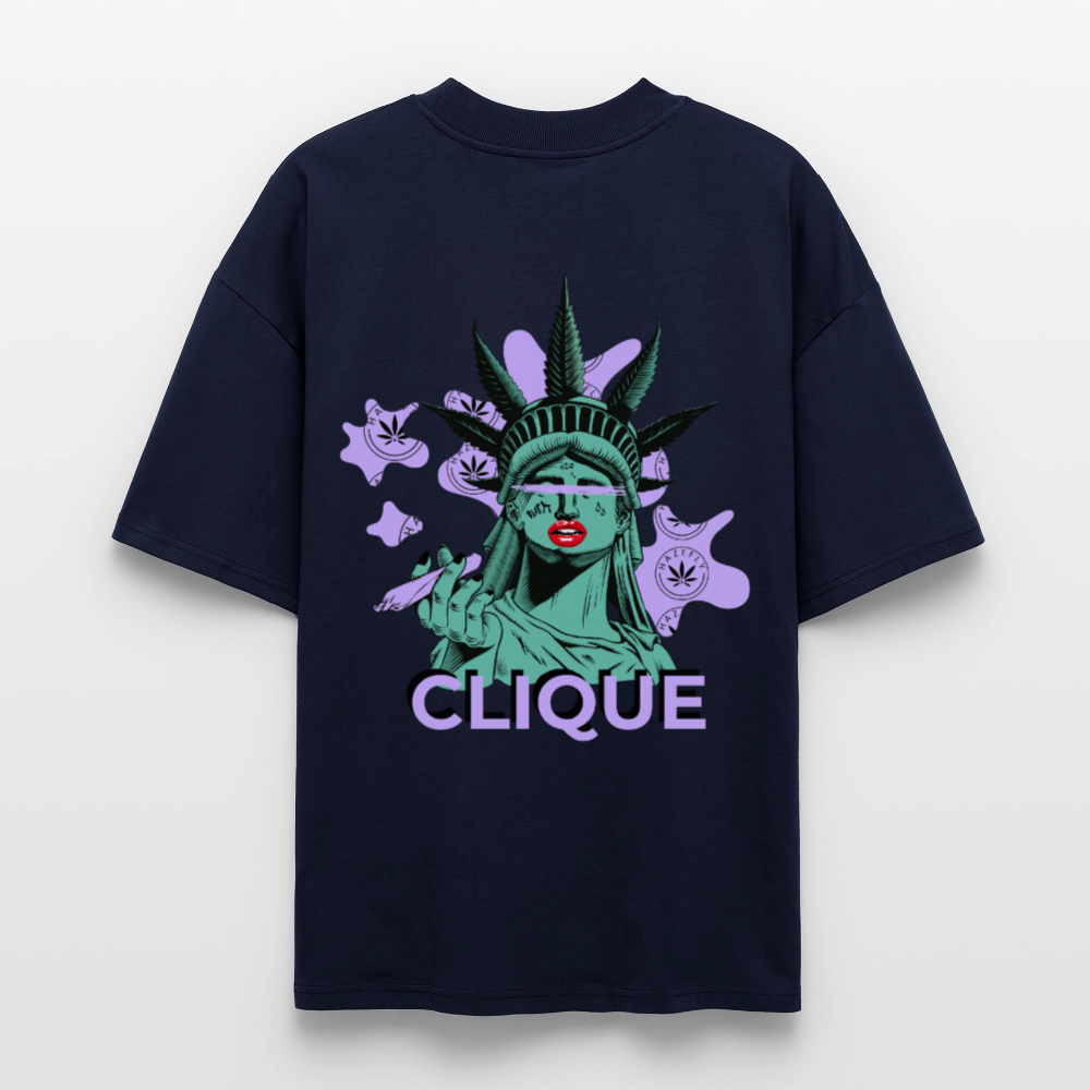 420 CLIQUE Oversized Unisex Bio T-Shirt - Navy