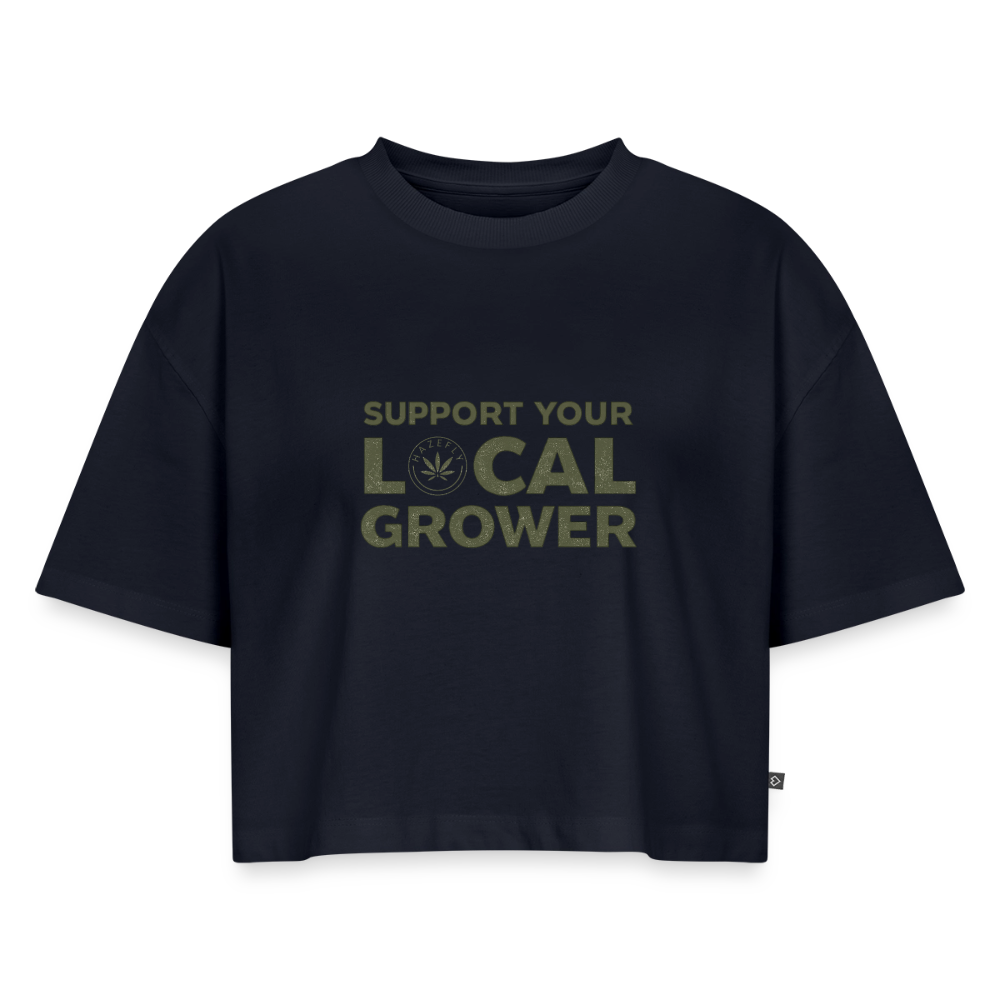 LOCAL GROWER Frauen Oversized Cropped T-Shirt - Navy
