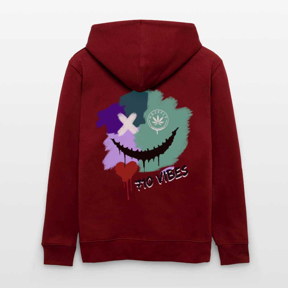 710 VIBES Unisex Bio-Kapuzenjacke - Burgunderrot
