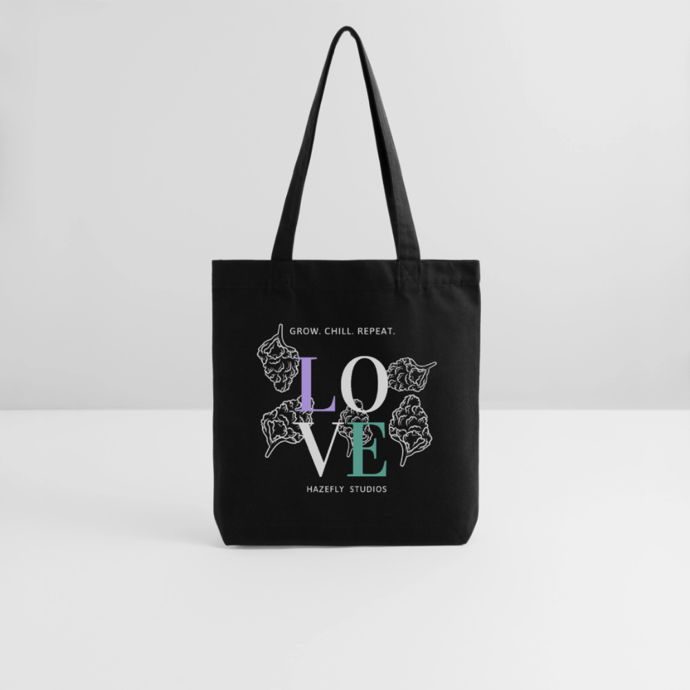 GROW. CHILL. REPEAT. recycelter Heavyweight Stoffbeutel - Schwarz