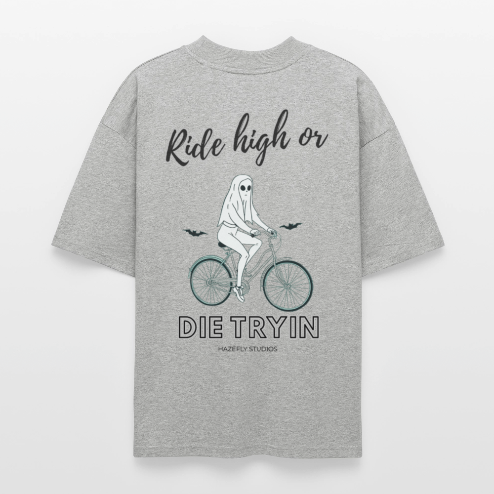 RIDE HIGH Oversized Unisex Bio T-Shirt - Grau meliert