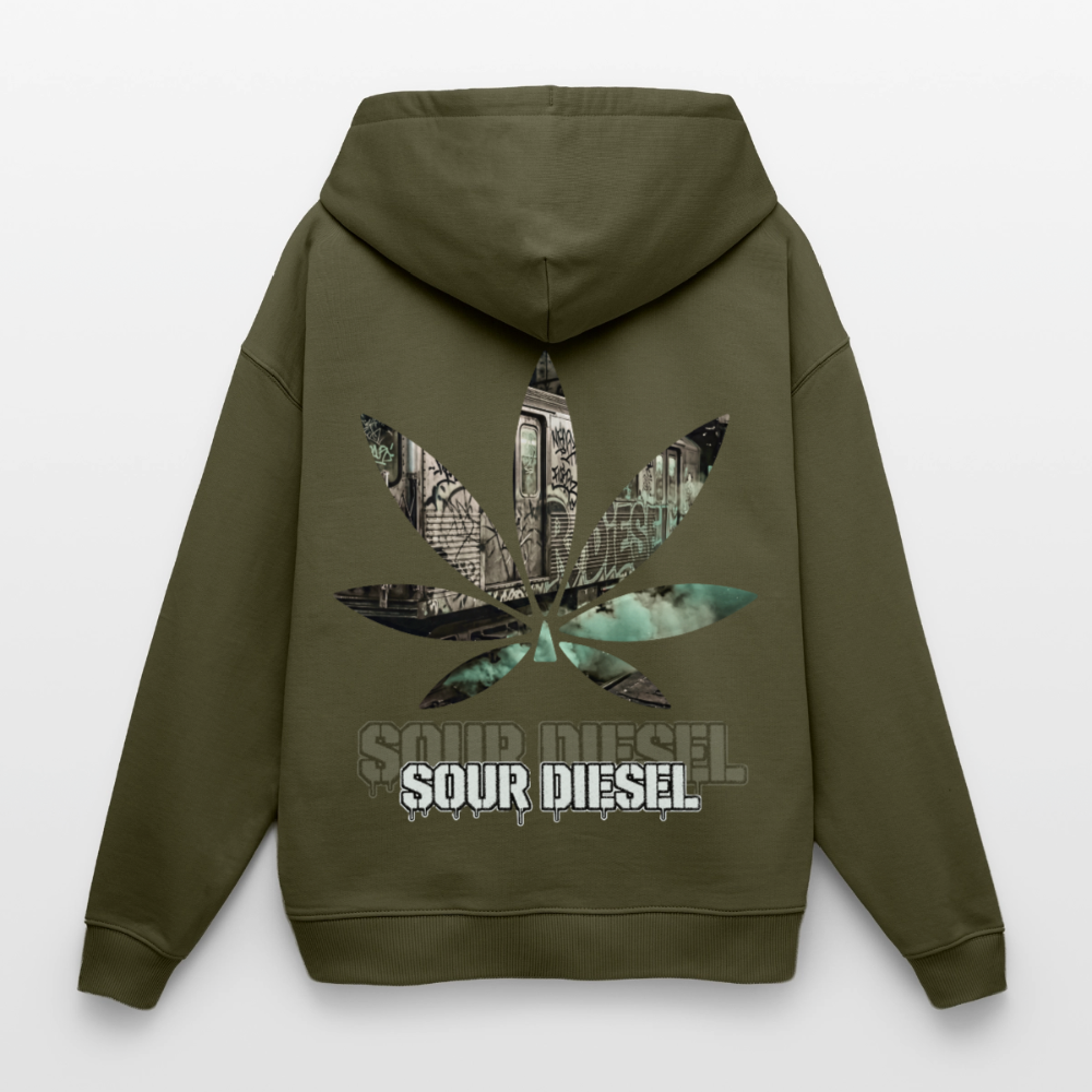 SOUR DIESEL Oversized Unisex Bio-Hoodie - Khaki