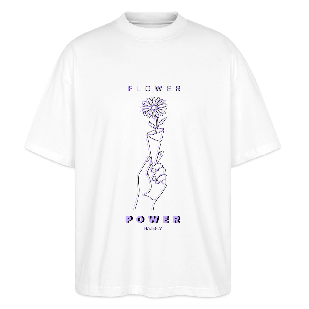 FLOWER POWER Oversized Unisex Bio T-Shirt - Weiß