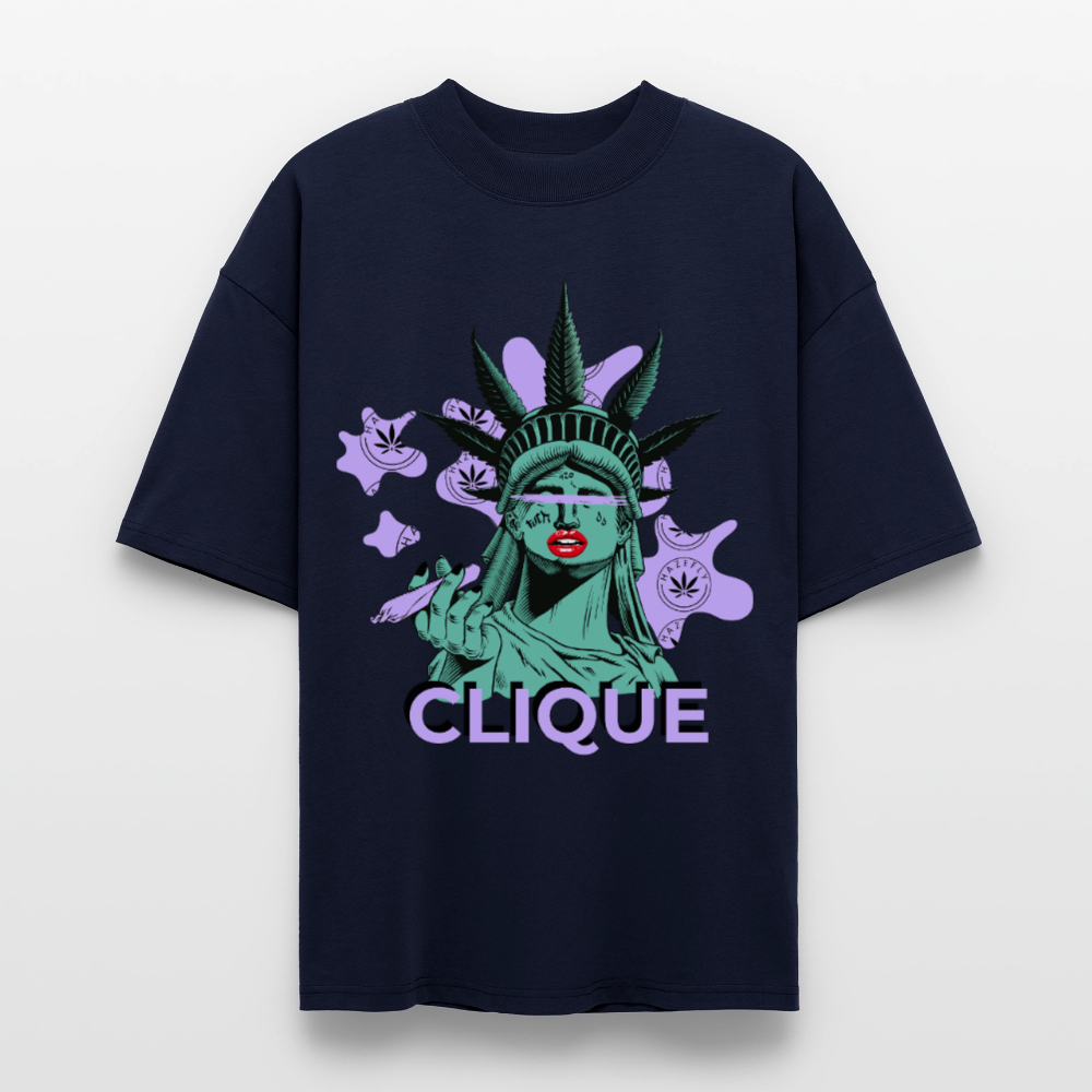 420 CLIQUE Oversized Unisex Bio T-Shirt - Navy