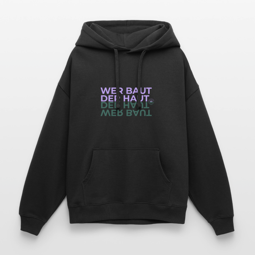 WER BAUT Oversized Unisex Bio-Hoodie - Schwarz