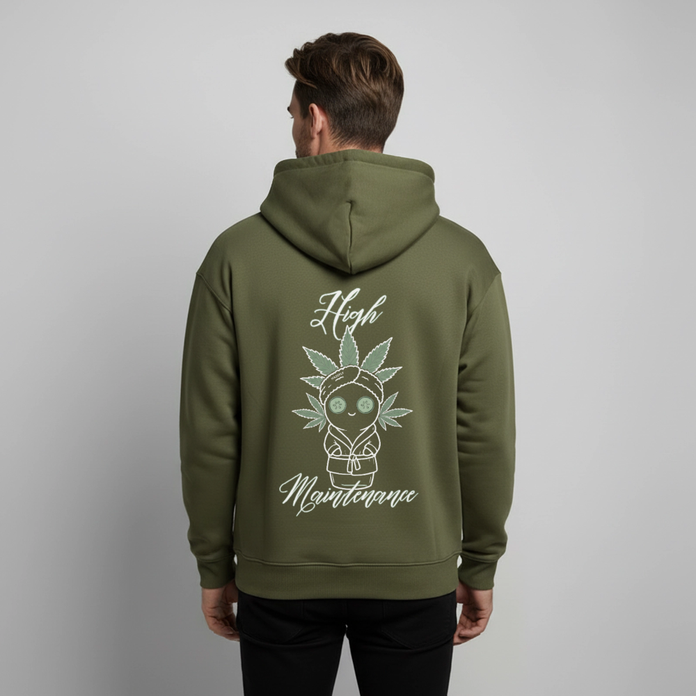 HIGH MAINTENANCE Oversized Unisex Bio-Hoodie - Khaki