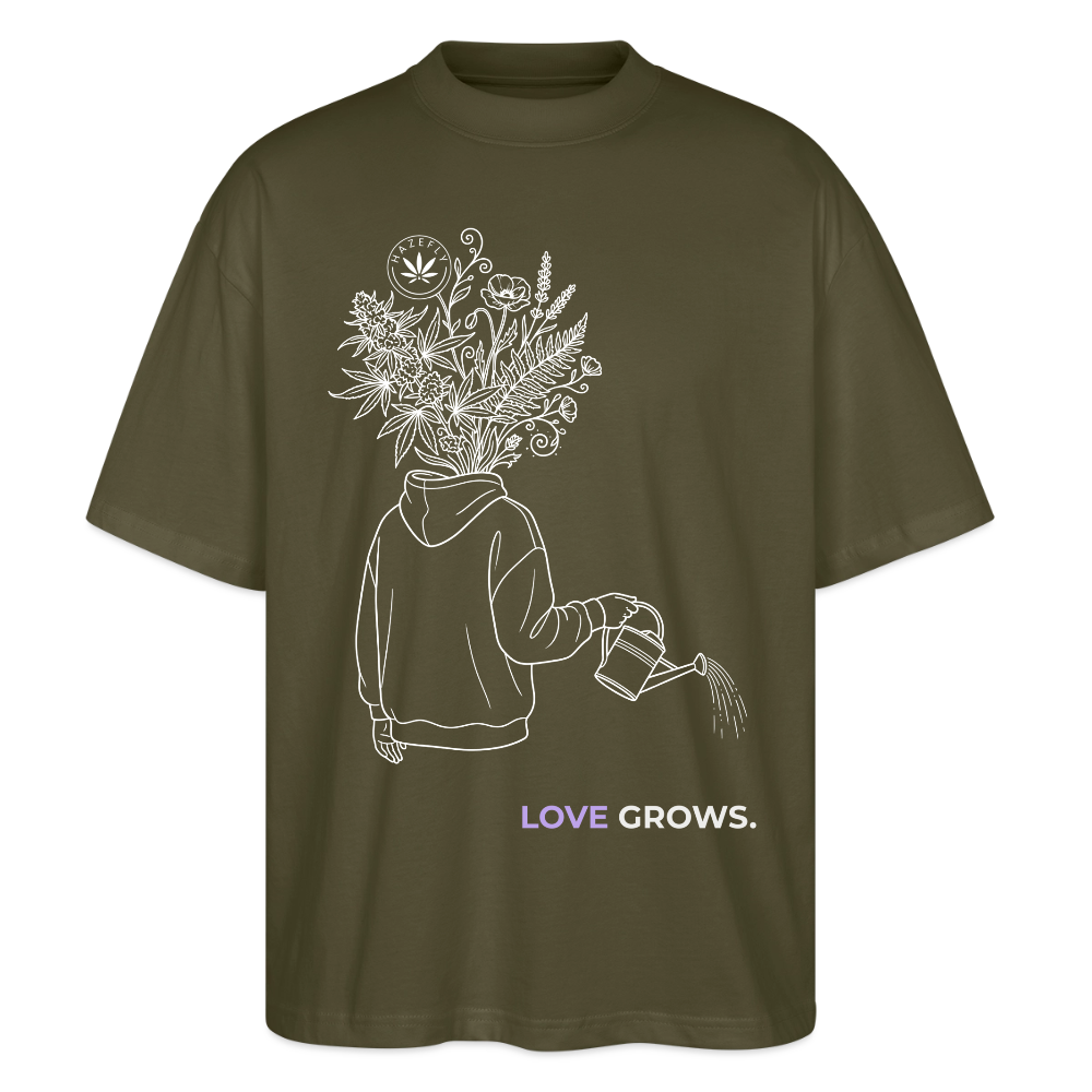 LOVE GROWS II Oversized Unisex Bio T-Shirt - Khaki