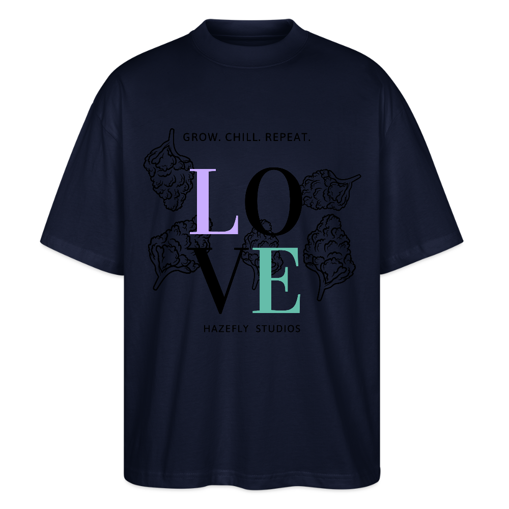 GROW. CHILL. REPEAT. Oversized Unisex Bio T-Shirt - Navy