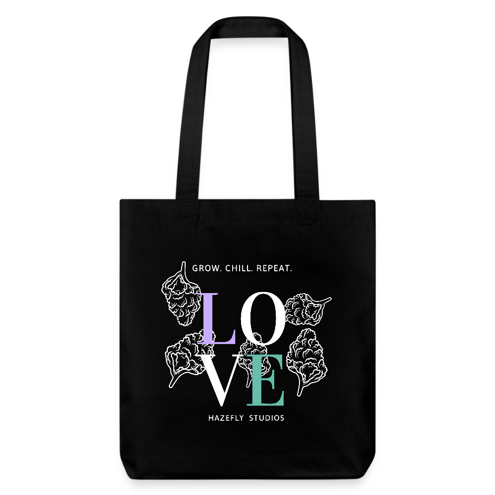 GROW. CHILL. REPEAT. recycelter Heavyweight Stoffbeutel - Schwarz