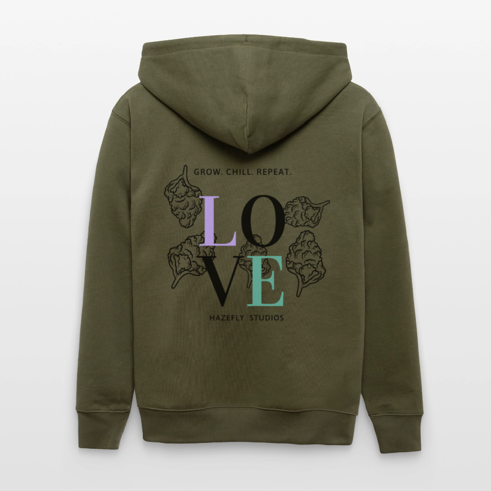 GROW. CHILL. REPEAT. Unisex Bio-Kapuzenjacke - Khaki