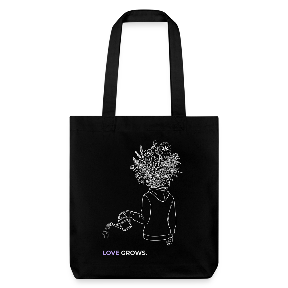 LOVE GROWS I recycelter Heavyweight Stoffbeutel - Schwarz
