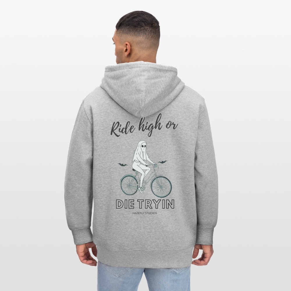 RIDE HIGH Unisex Bio-Kapuzenjacke - Grau meliert