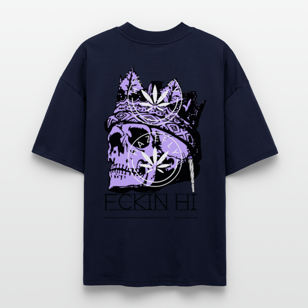 420 SKULL Oversized Unisex Bio T-Shirt - Navy