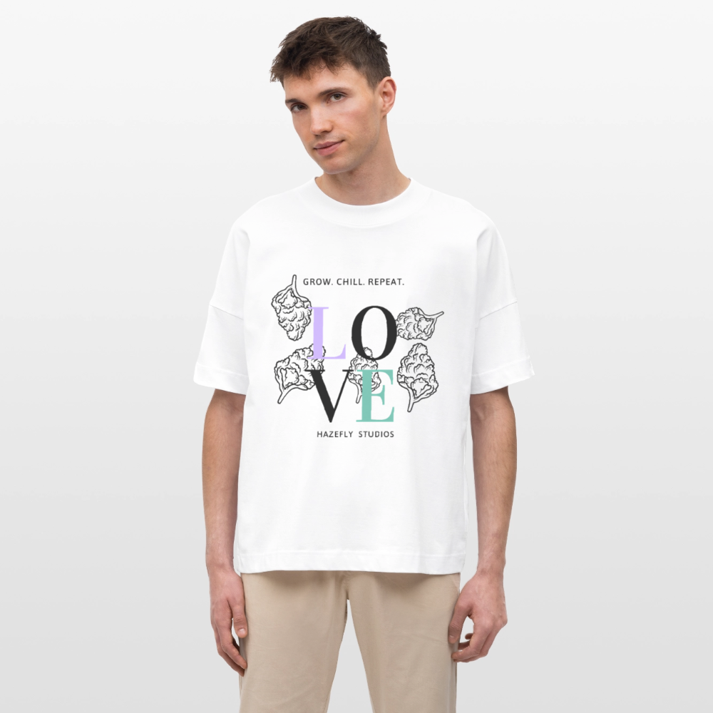 GROW. CHILL. REPEAT. Oversized Unisex Bio T-Shirt - Weiß