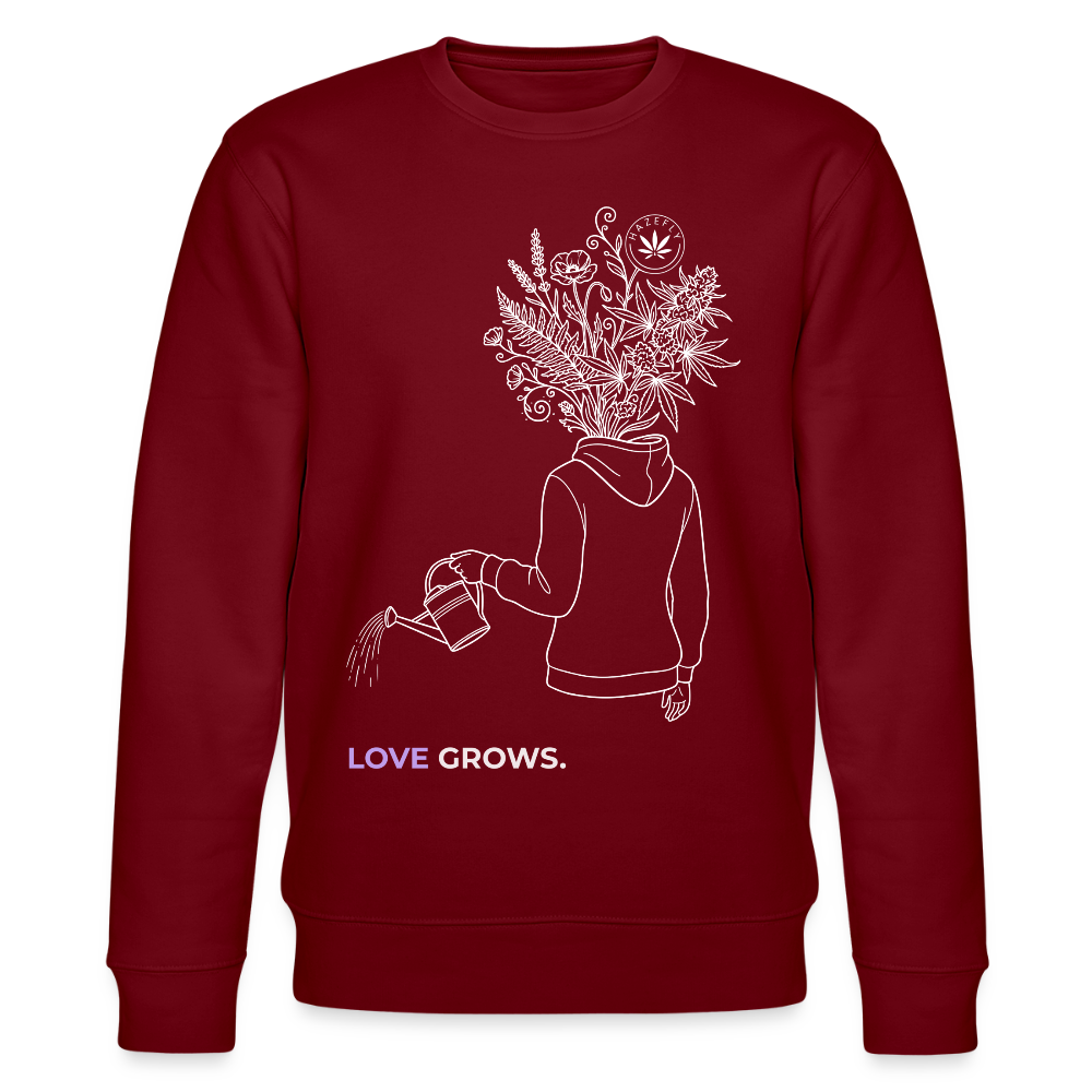 LOVE GROWS I Unisex Bio-Sweatshirt - Burgunderrot