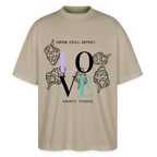 GROW. CHILL. REPEAT. Oversized Unisex Bio T-Shirt - Steingrau
