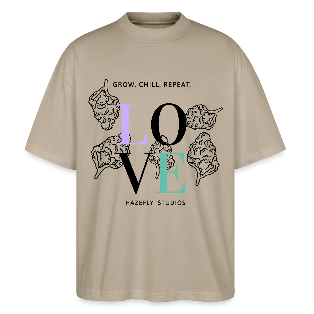 GROW. CHILL. REPEAT. Oversized Unisex Bio T-Shirt - Steingrau