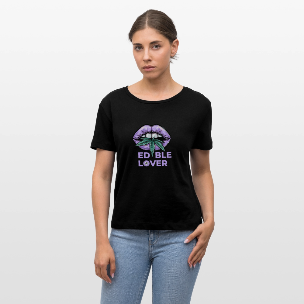 EDIBLE LOVER Relaxed Frauen Bio-T-Shirt - Schwarz
