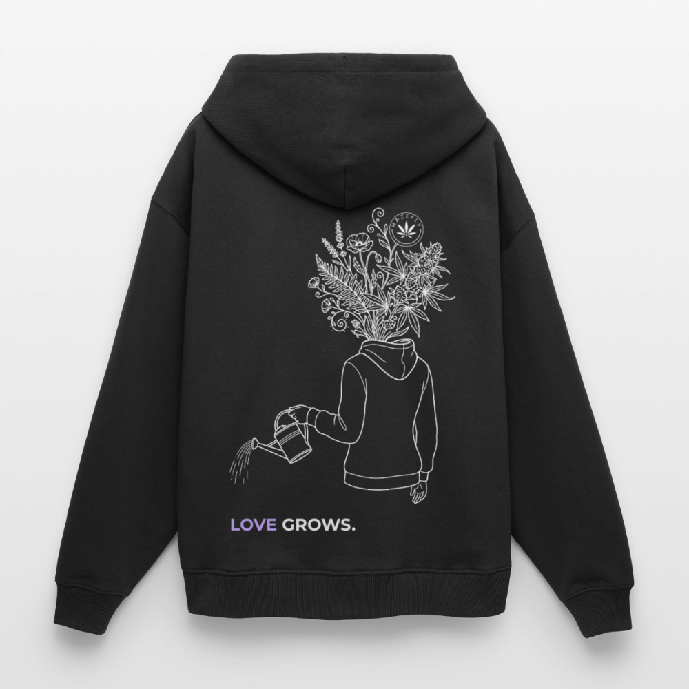 LOVE GROWS I Oversized Unisex Bio-Hoodie - Schwarz