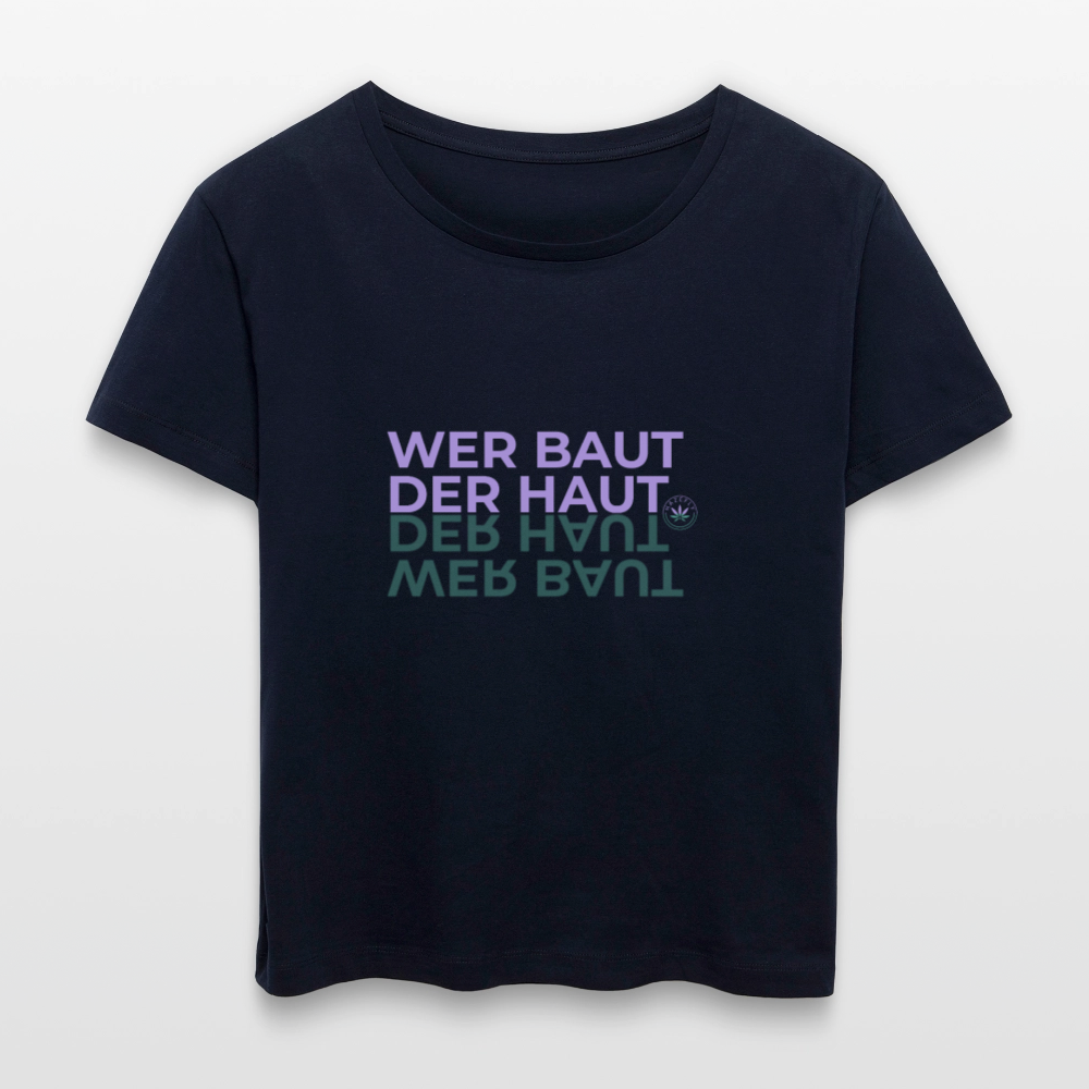WER BAUT Relaxed Rundhals Frauen Bio-T-Shirt - Navy