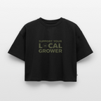 LOCAL GROWER Frauen Oversized Cropped T-Shirt - Schwarz