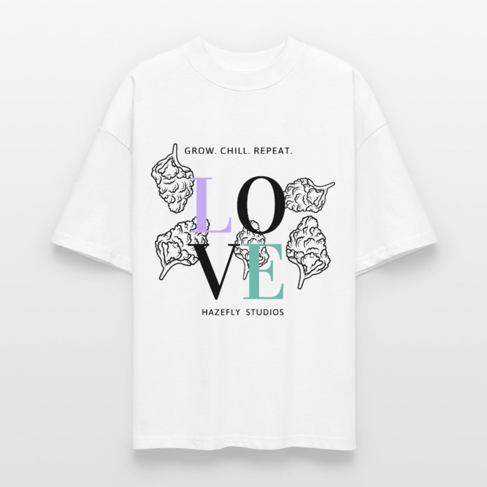 GROW. CHILL. REPEAT. Oversized Unisex Bio T-Shirt - Weiß